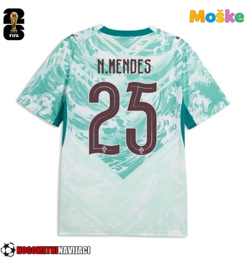 Moške Nogometnih dresov Portugalska Nuno Mendes #25 Gostujoči SP 2026 Kratki rokavi Moške Nogometnih dresov Portugalska Nuno Mendes #25 Gostujoči SP 2026 Kratki rokavi